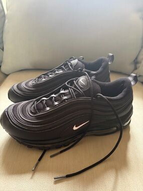 Nike Men's Air Max 97 Sneakers - Black with Pink Swoosh